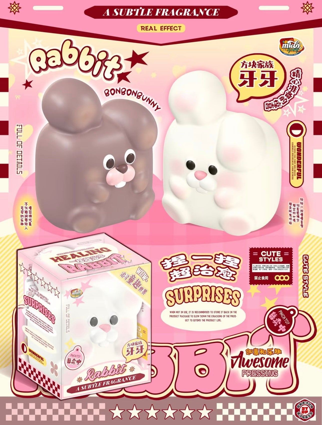 Mido Rabbit Squishy. Hot Hit Item, Trending, Stress-relief Toy