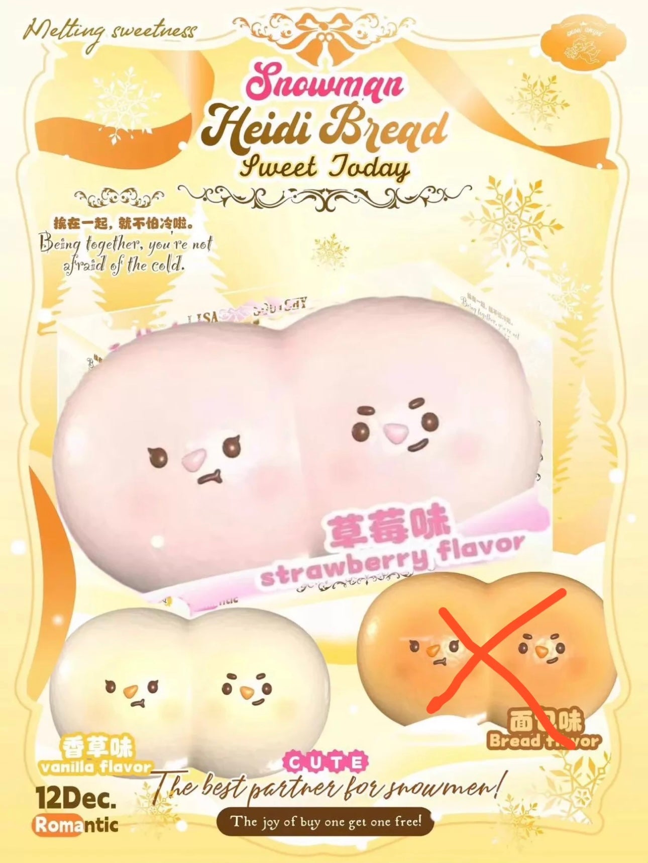 Lisa Heidi Bread - Snowman Squishy. Hot Hit Item, Trending, Stress-relief Toy